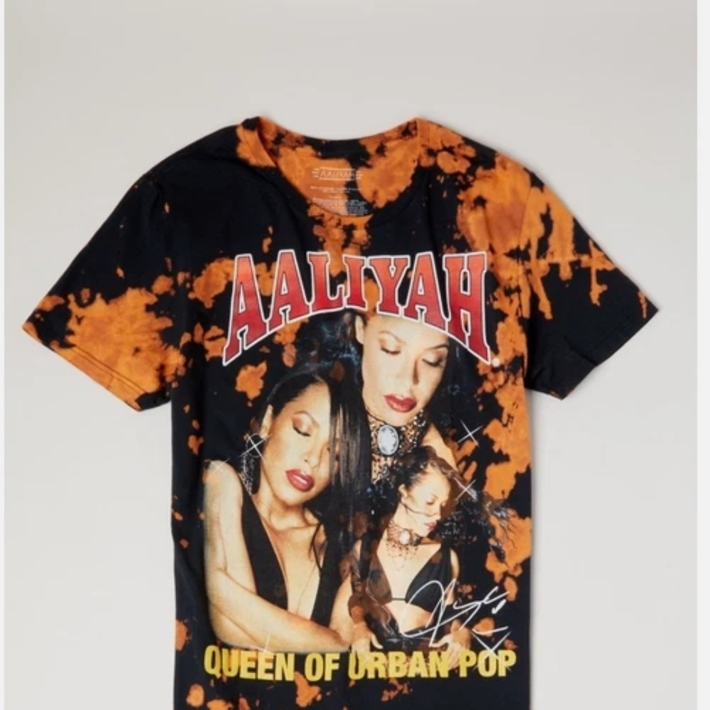 Aaliyah Graphic T-Shirt - Black and Orange